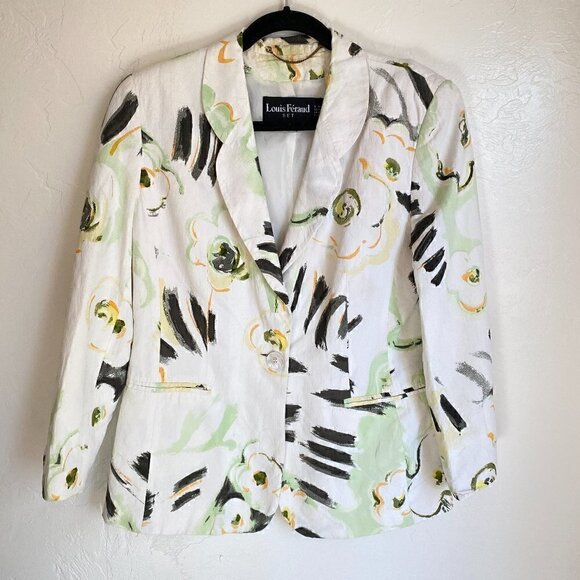 Louis Feraud Floral Print Single Button Blazer Size US 10 - Picture 1 of 9